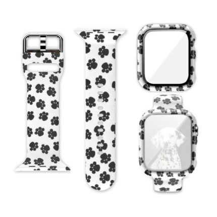 طباعة السيليكون متكاملة Watch Watch Band for Apple Watch Series 7 45 مم / و 6 & SE و 5 و 44 ملم (آثار أقدام الكلاب)